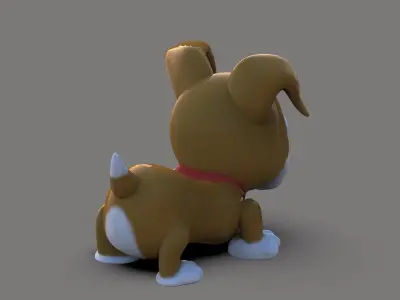 Cute Dog Cartoon  Low-poly 3D model
