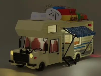 Traveling Van Low-poly 3D model