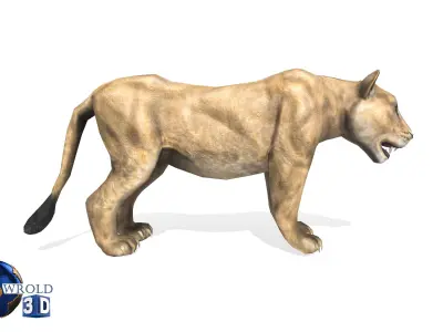 Lion Female Rigged Animated 3D Model Low-poly 3D model