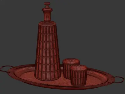 Whiskey decanter with glasses v01  3D model