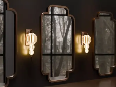 Elegant Wall Mirror and Sconce Set Luxury Decorative 3D Models  3D model