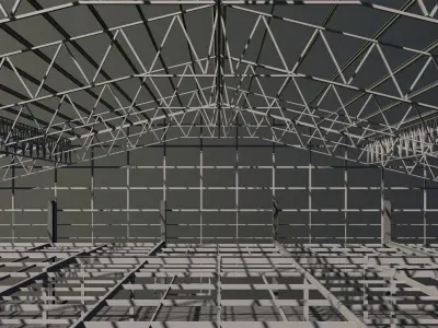 Warehouse in structure frame 3D model
