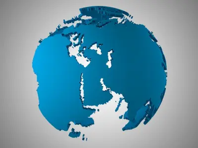 Globe Shell Dark Blue 3D model