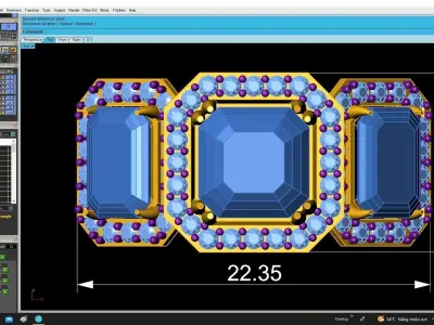 Luxury Three Stone Halo Gemstone Ring for Women 4856 3D print model