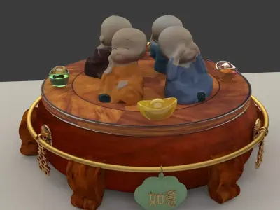 Chinese monk kids 3D model