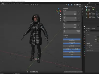 Woman - Winter Outfit 5 - Modular - Rigged Low-poly 3D model