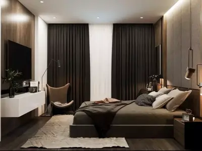 Modern bedroom interior scene 3D SketchUp Low-poly 3D model