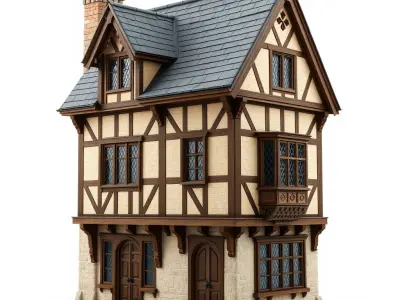 Medieval Timbered House Model Pack Low-poly 3D model