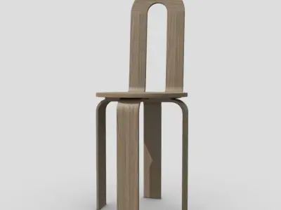 Chair 3 made of wood Low-poly 3D model