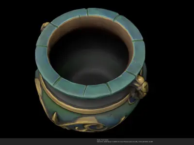 Stylized Ancient Cauldron 3D Model - AI Low-poly 3D model