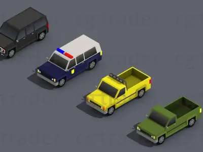 Low Poly Truck Pack 02 Isometric Low-poly 3D model