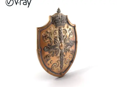 Ornate Metal Shield Ancient Crest model pack Low-poly 3D model