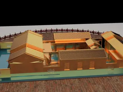 Chinese ancient courtyard house  3D model