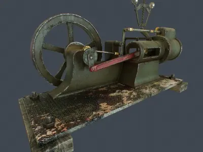 Steam Engine Low-poly 3D model