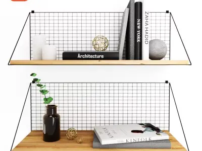 Bookshelves with decor 3D model