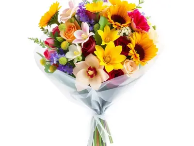 Vibrant Floral Bouquet model pack Low-poly 3D model