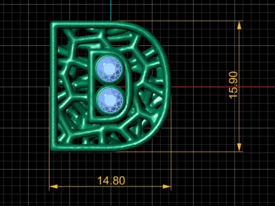 SIMPLE ALPHABET D PENDANT 3D PRINTABLE MODEL  3D print model