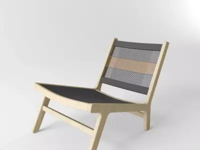 West Elm Wood Rope Lounge Chair 3D model