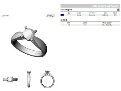 Round 0-75-CT Quarter Round Profile Shank Width 3-25mm 3D print model