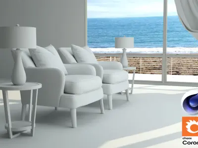 Living Room 11 - Corona- C4D 3D model