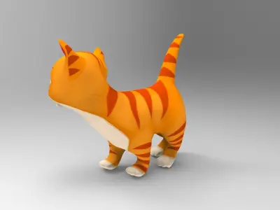 3d Cartoon Cute Cat Rigged Model  Low-poly 3D model