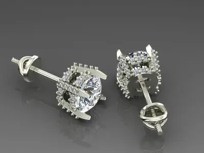 Women Diamond Earrings 3D print model 10