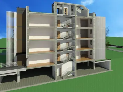 Residental building with underground garage 3D model
