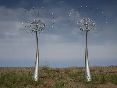 Kinetic Dandelions Sculpture  Low-poly 3D model