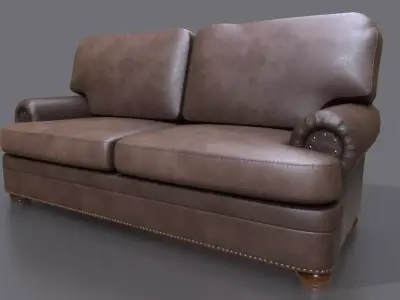 Leather couch Low-poly 3D Game ready model Low-poly 3D model Low-poly 3D model