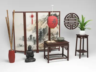 Chinese Props Low-poly 3D model