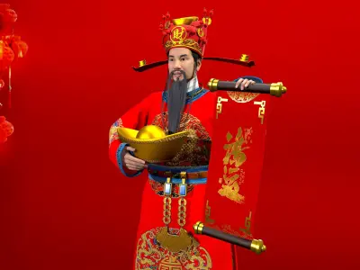 the God of Wealth Low-poly 3D model