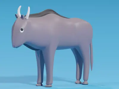 Cartoon Cute Wildebeest 3D model
