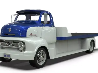 Vintage COE Car Carrier Truck 3D model