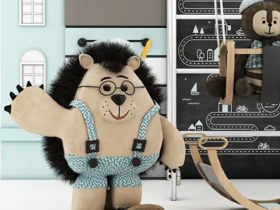 toys and furniture set Low-poly 3D model