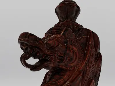 Wooden dragon statue from indonesia - Photoscan Low-poly 3D model