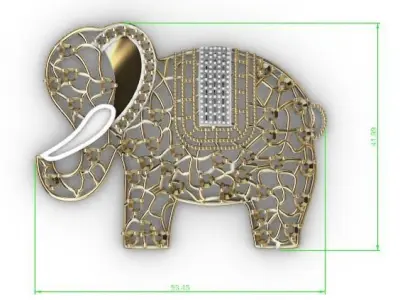 Gold elephant and gems  Elefante de oro y gemas 3D print model