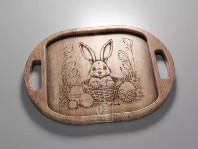 Easter Bunny Tray 2 - Digital Files for CNC Router 3D model
