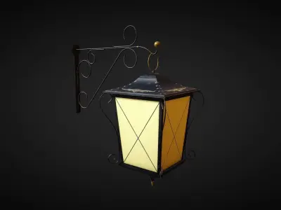 Medieval Street Lamp 01 Low-poly 3D model