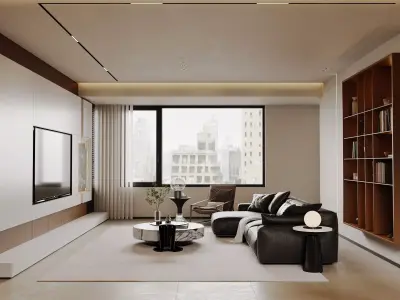 Modern living room dining room interior scenes 114 3D model