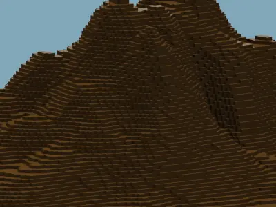 Voxel Train and Mountain Low-poly 3D model