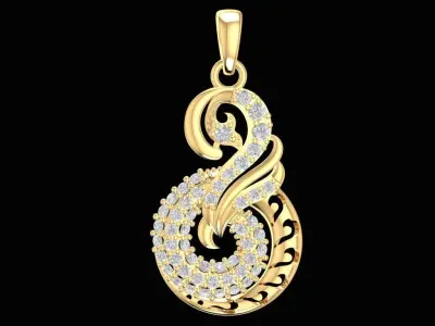 Elegant Spiral Diamond Pendant for Women 3D Model 2266 3D print model