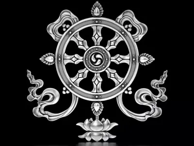 Buddhist Dharma wheel Relief 3D print model