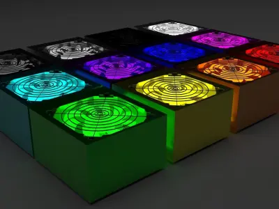Power Supply Units Set With Glow In The Dark Fan 3D model