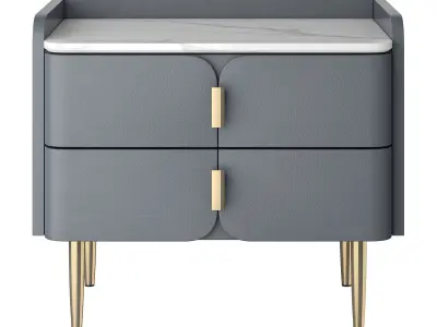 Bed-Sidetable Low-poly 3D model