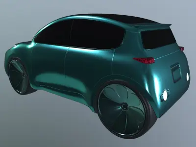 Blue Hatchback Car 3D model