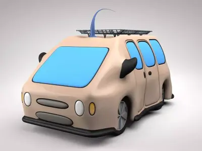 Automobile 3d cartoon car with roof 3D model