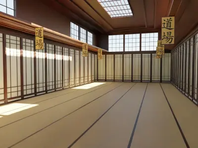 Kung-Fu Hall Low-poly 3D model