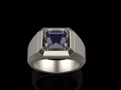 Cushion gem   man signet ring model 481 3D print model