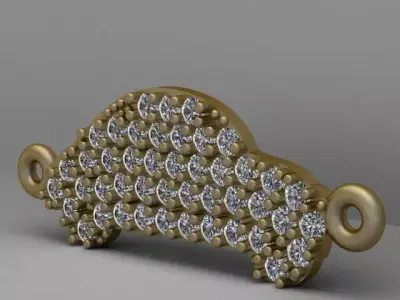 Cubic Zircon Pave Car Charm 3D Printable Model 3D print model