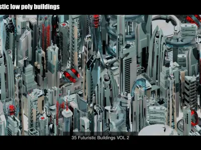 Futuristic-Roads-Cars and City 02 3D Model Pack